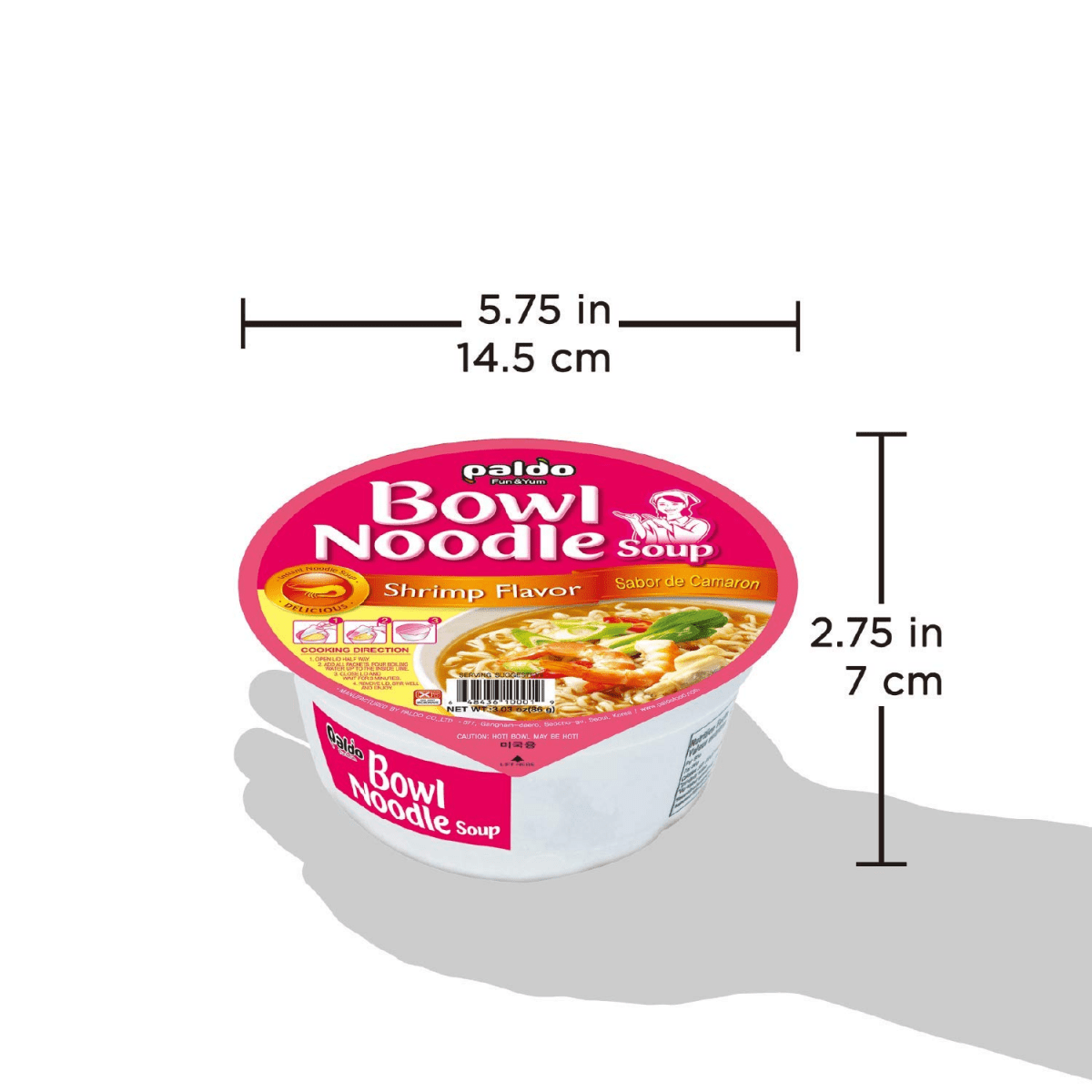 Paldo Fun & Yum Instant Cup Noodle Soup Bowl with Seafood Shrimp Flavored Broth - A&E Foodstore