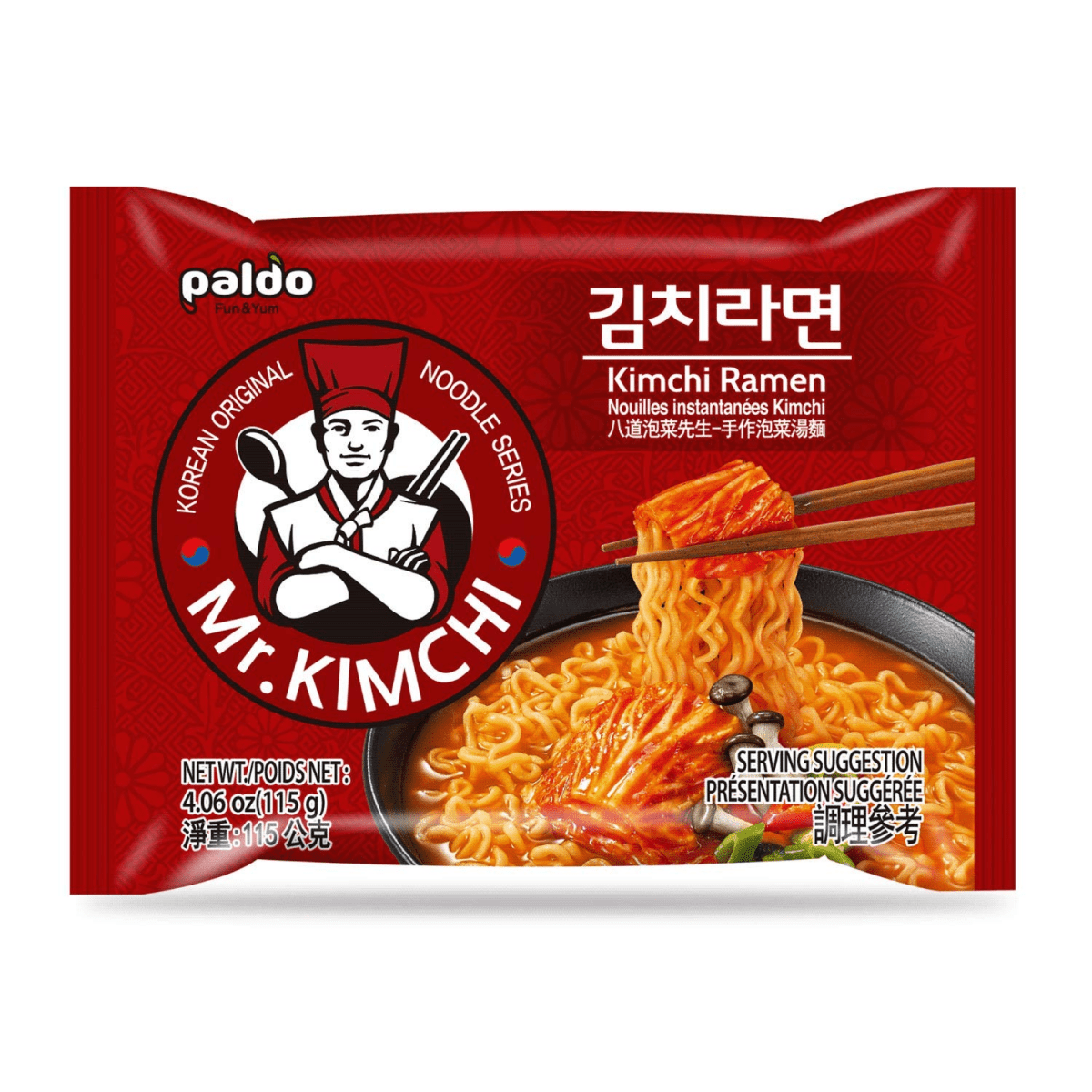 Paldo Fun & Yum Kimchi Ramen Instant Noodles with Soup, Kimchi Based Spicy Broth, Best Oriental Style, Original Korean Ramyun - A&E Foodstore