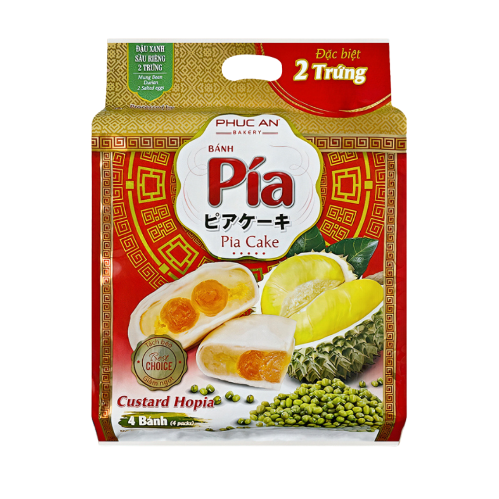 [PHUC AN] Pia Cake 2 SaltedEgg (MungBean, Durian) - 21 oz - A&E Foodstore