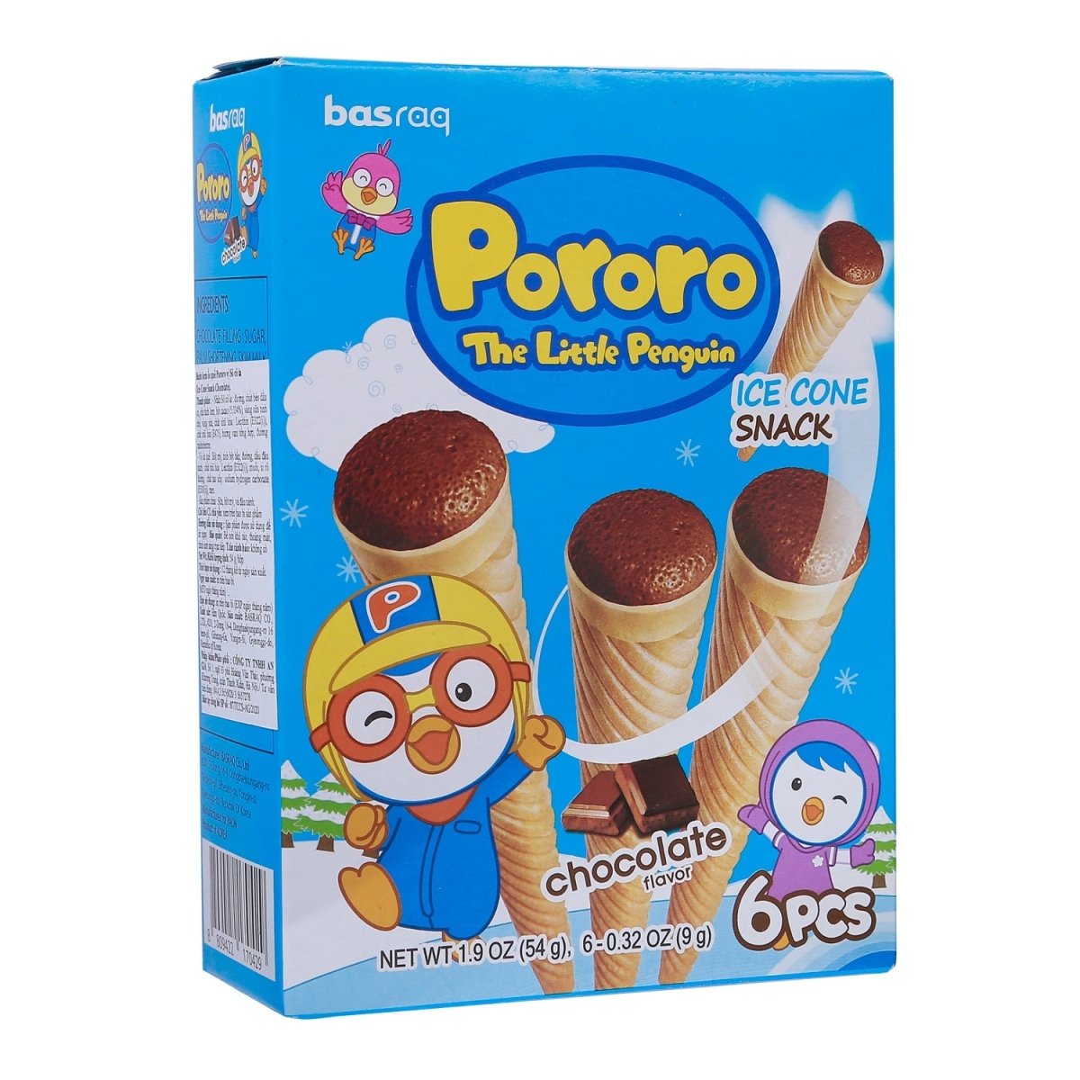 Pororo Ice Cone Snack Chocolate 1.9oz - A&E Foodstore