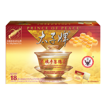 Prince of Peace American Ginseng Root Tea w/Honey, 18 tea bags 1 box - A&E Foodstore
