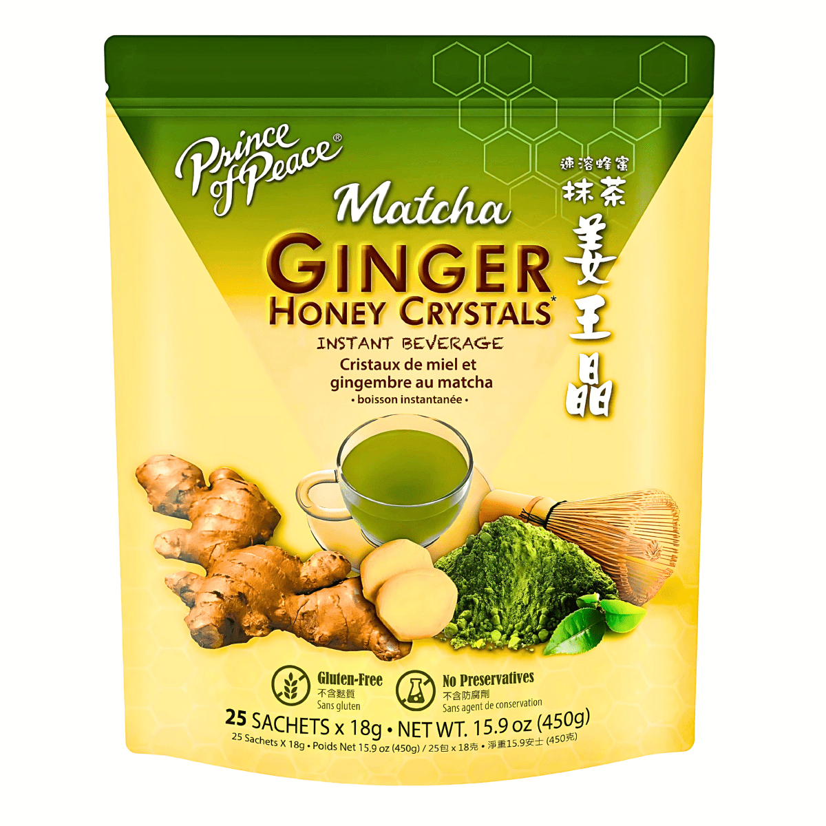 Prince of Peace Ginger Honey Matcha Crystals 450g - A&E Foodstore