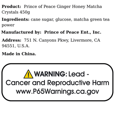 Prince of Peace Ginger Honey Matcha Crystals 450g - A&E Foodstore