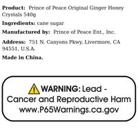 Prince of Peace Original Ginger Honey Crystals 540g - A&E Foodstore