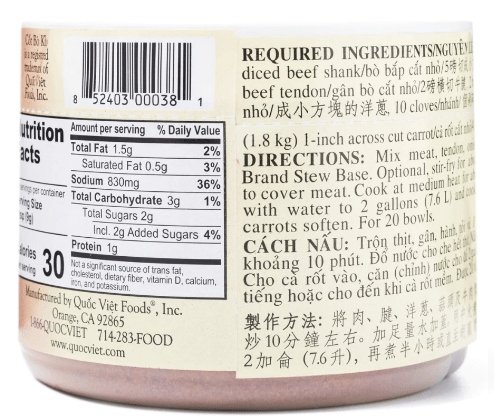Quoc Viet Vietnamese Beef Stew Base 10 oz - A&E Foodstore