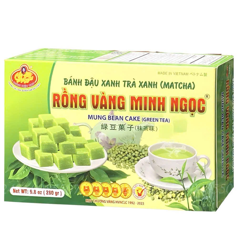 Rong Vang Minh Ngoc Matcha Mung Bean Cake 9.8oz - A&E Foodstore