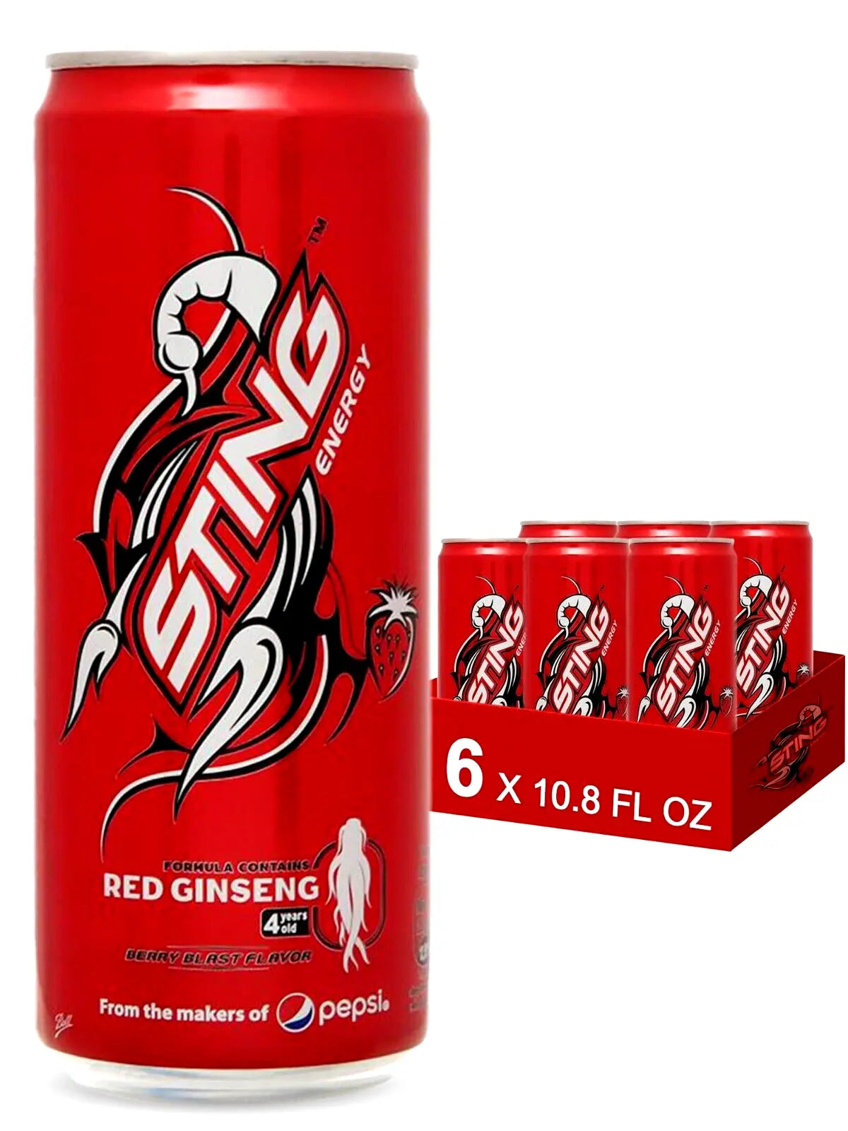 Sting Nuoc Tang Luc Energy Drink with Red Ginseng, Strawberry Flavor 11 oz