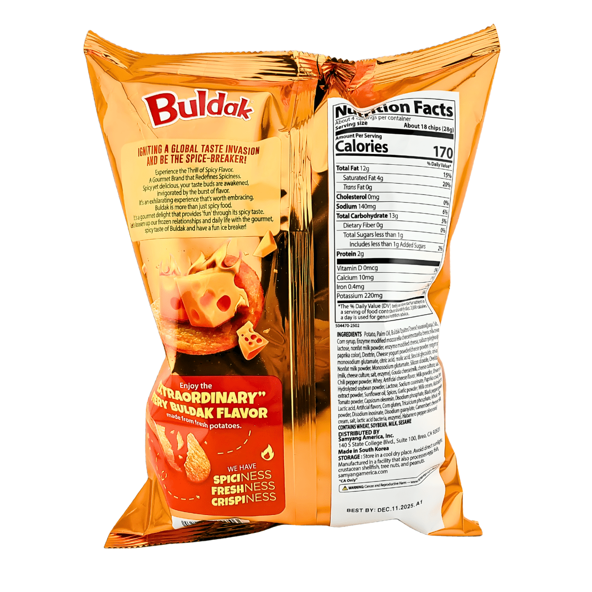 [SAMYANG] Buldak Potato Chips Quattro Cheese - 4.23oz - A&E Foodstore