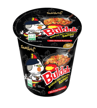 Samyang Buldak Hot Chicken Ramen Cup - Korean Spicy Instant Noodle Cup, Stir-Fried Style, Ready in 3 Minutes