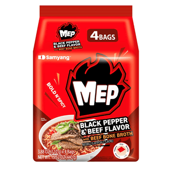 [SAMYANG] Mep Black Pepper Beef Ramen 4Bags - 440g - A&E Foodstore