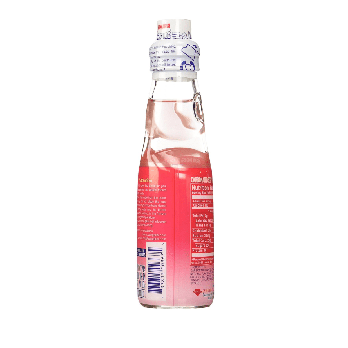 Sangaria Ramune Marble Soft Drink Strawberry Flavor 200ml - A&E Foodstore