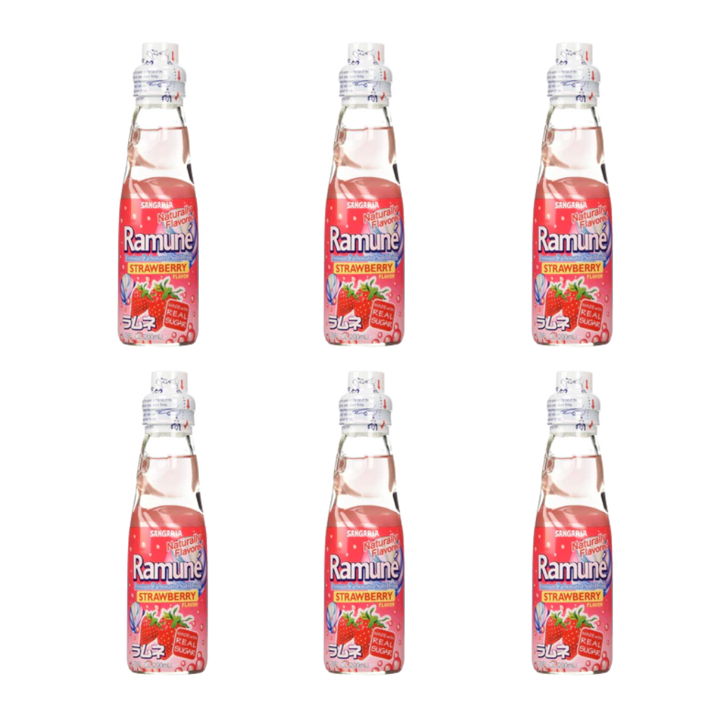 Sangaria Ramune Marble Soft Drink Strawberry Flavor 200ml - A&E Foodstore