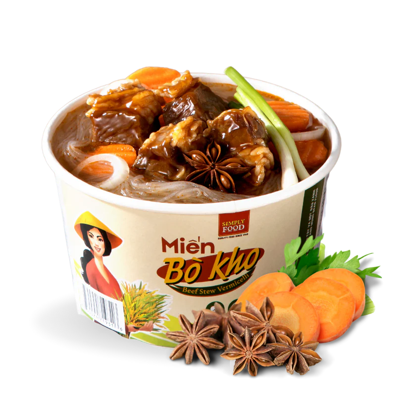 Simply Food Beef Stew Vermicelli Glass Instant Noodle Bowl - A&E Foodstore