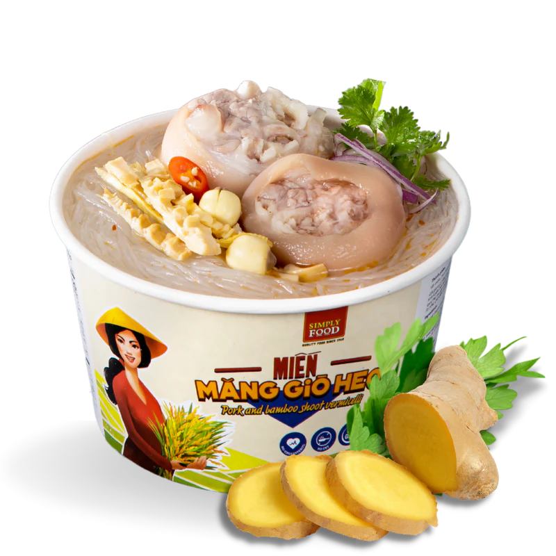 Simply Food Pork and Bamboo Shoot Glass Vermicelli Glass Instant Noodle Bowl - A&E Foodstore