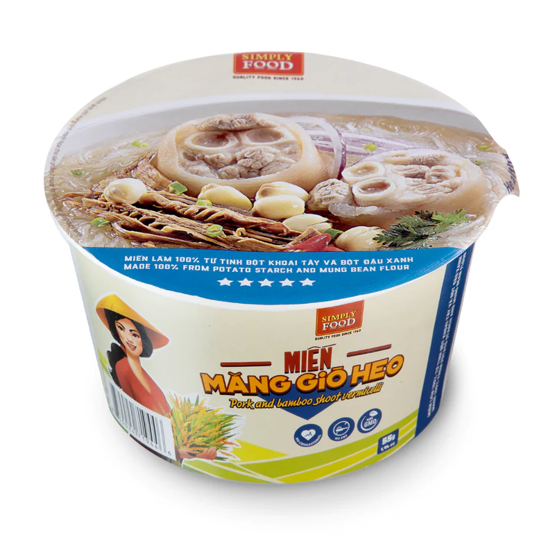 Simply Food Pork and Bamboo Shoot Glass Vermicelli Glass Instant Noodle Bowl - A&E Foodstore