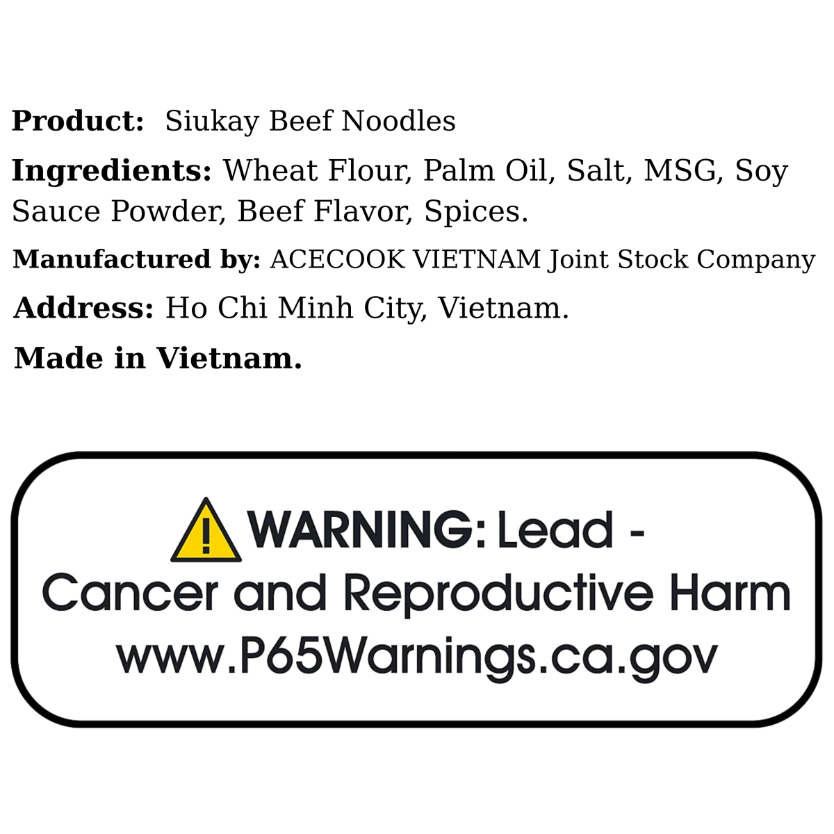 Siukay Beef Noodles 4.2oz - A&E Foodstore