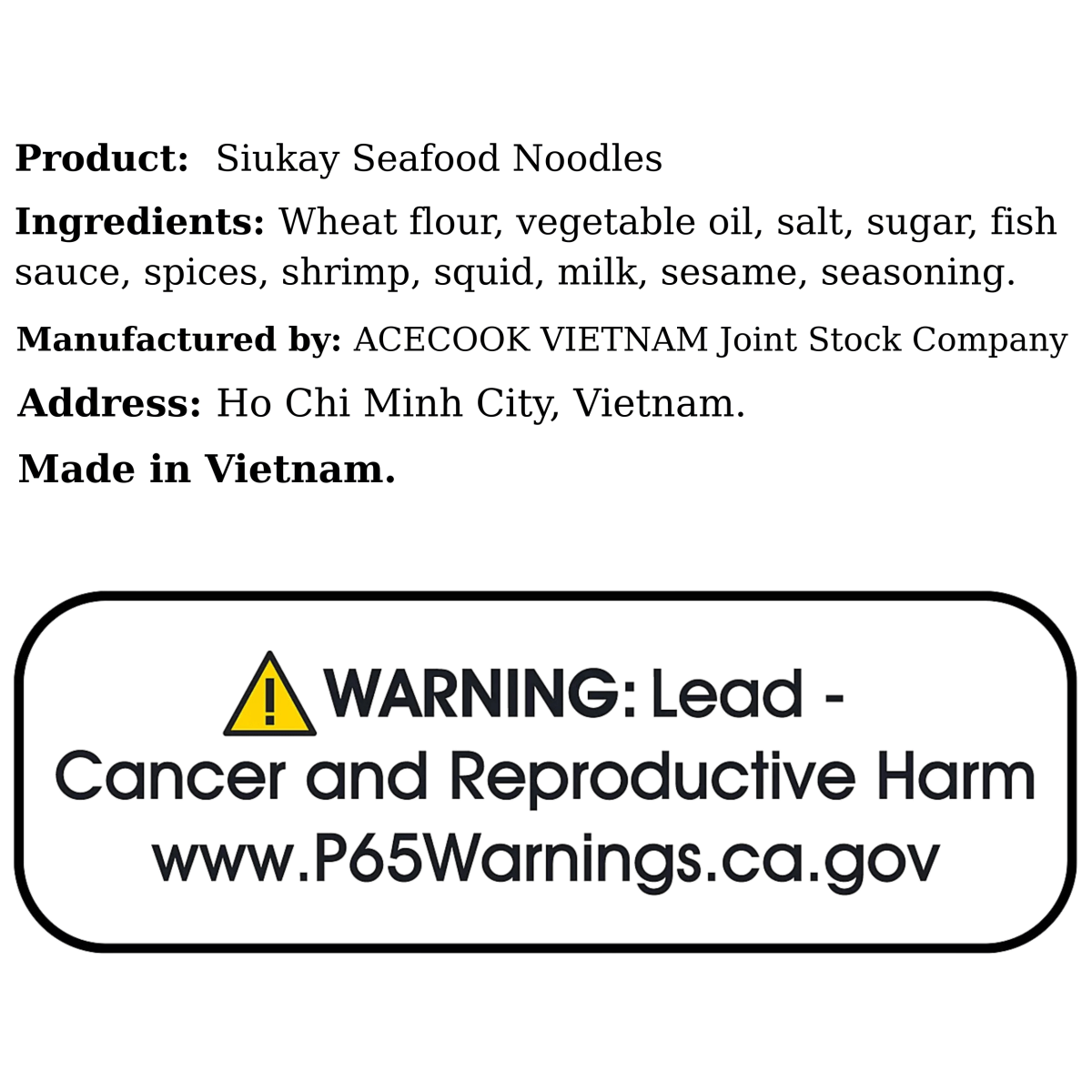 Siukay Seafood Noodles 4.5oz - A&E Foodstore