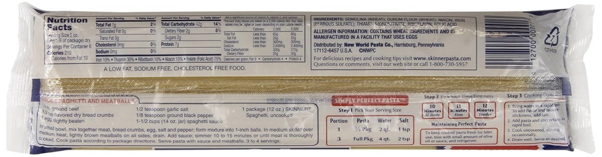 Skinner Spaghetti 12oz - A&E Foodstore
