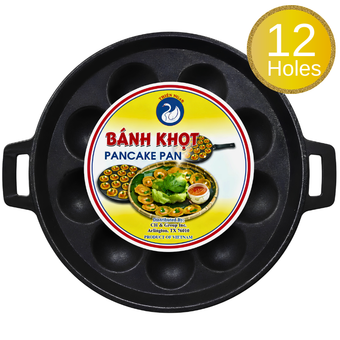 [Thien Nga] Non-Stick Banh Khot Pan 12 Holes+ Lid