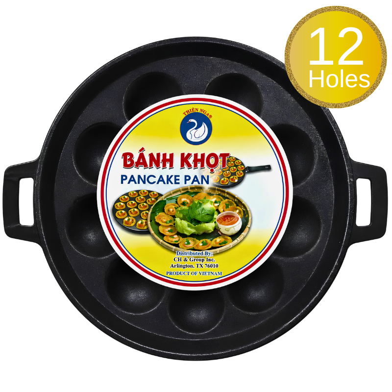 [Thien Nga] Non-Stick Banh Khot Pan 12 Holes+ Lid