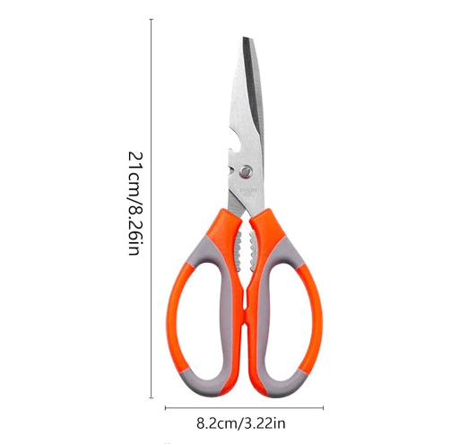 Stainless Steel Multifunction Kitchen Scissors Shears High Visibility Nut Cracker Bottle Opener - A&E Foodstore
