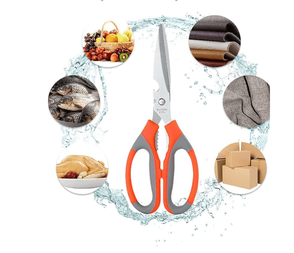 Stainless Steel Multifunction Kitchen Scissors Shears High Visibility Nut Cracker Bottle Opener - A&E Foodstore