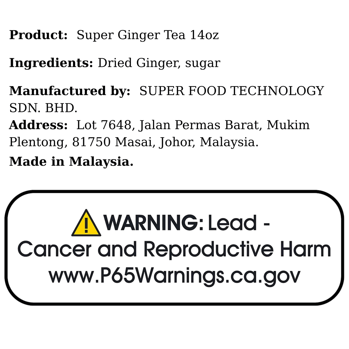 Super Ginger Tea 14oz - A&E Foodstore