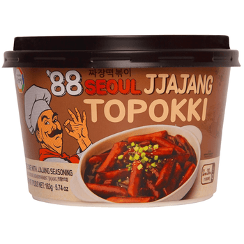 Surasang Jjajang Tteokbokki, Korean Rice Cakes with Sweet and Smoky Black Bean Sauce 163g - A&E Foodstore