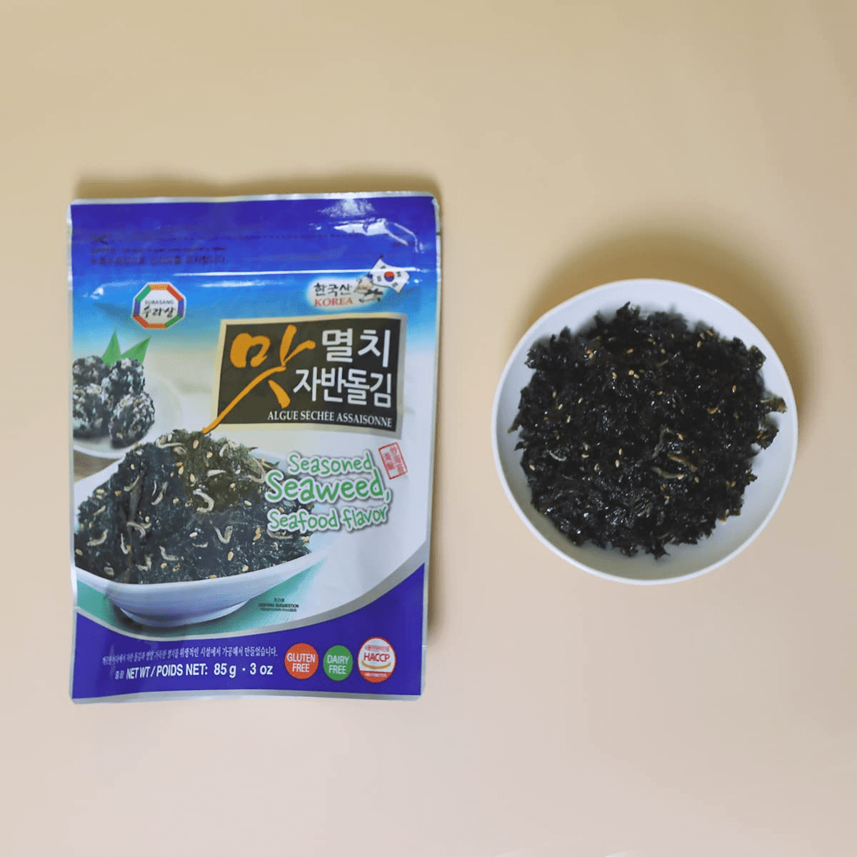 Surasang Seasoned Seaweed Sprinkles with Anchovy, Sweet and Crunchy, gluten - free, dairy free 85g - A&E Foodstore