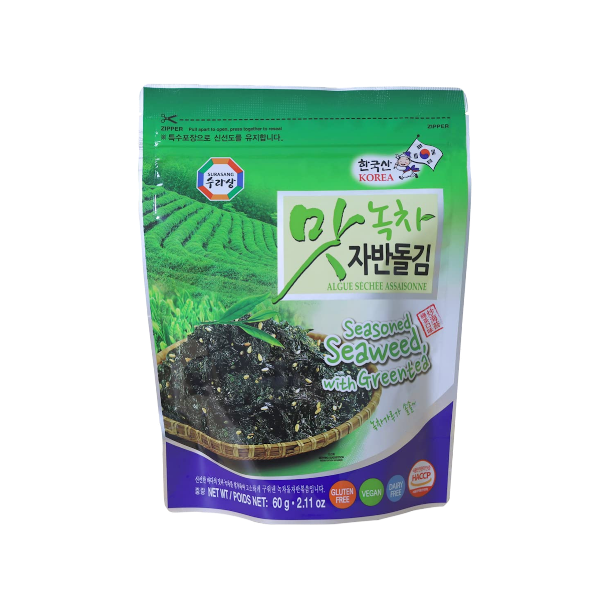 Surasang Seasoned Seaweed With Greentea 60g - A&E Foodstore