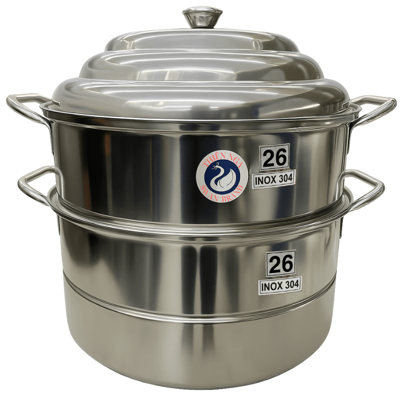 Swan 3 - Tier 26cm Stainless Steel Steamer(SUS 304) - A&E Foodstore