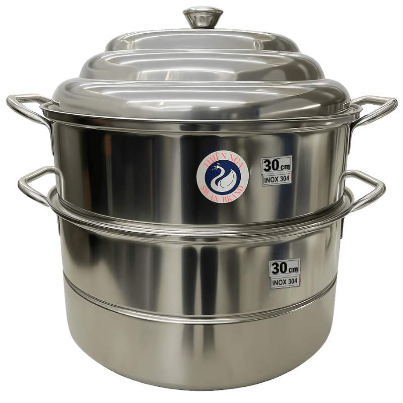 Swan 3 - Tier 30cm Stainless Steel Steamer(SUS 304) - A&E Foodstore