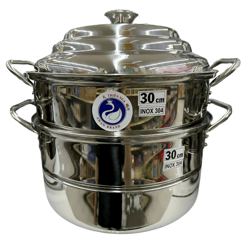 Swan 3 - Tier 30cm Stainless Steel Steamer(SUS 304) - A&E Foodstore