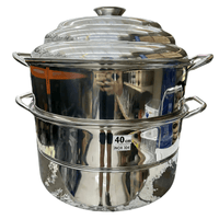 Swan 3 - Tier 40cm Stainless Steel Steamer(SUS 304) - A&E Foodstore