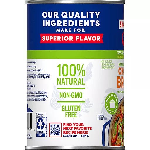 Swanson 100% Natural Chicken Broth 33% Less Sodium 14.5oz - A&E Foodstore