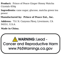 Prince of Peace Ginger Honey Matcha Crystals 450g