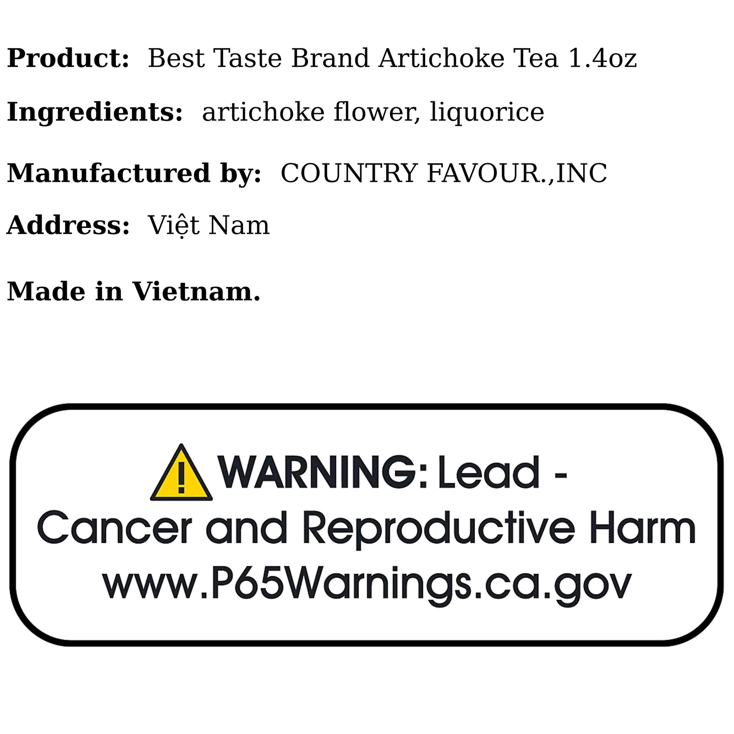 Best Taste Brand Artichoke Tea 1.4oz