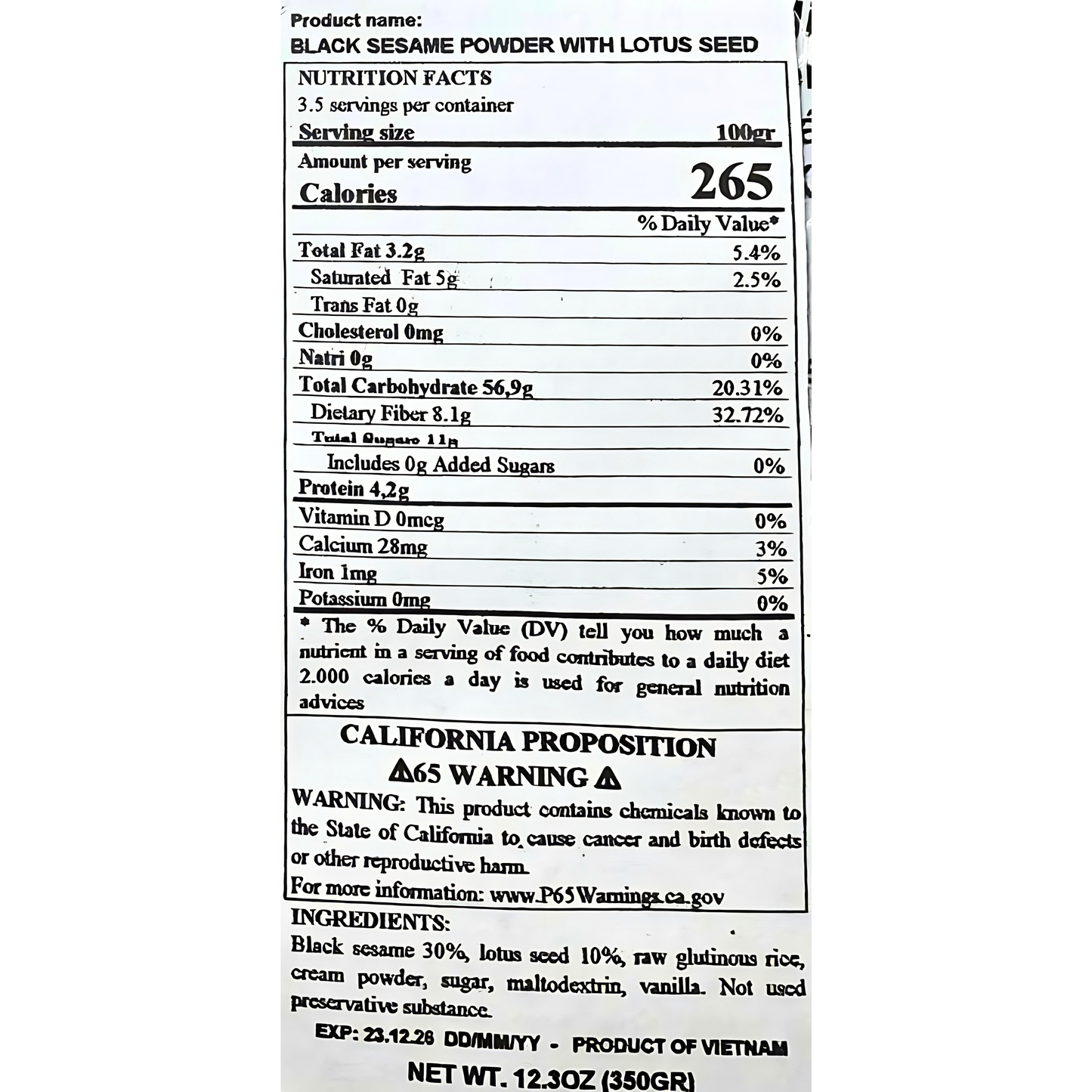 Vina Bich Chi Black Sesame & Lotus Seeds 12.3oz