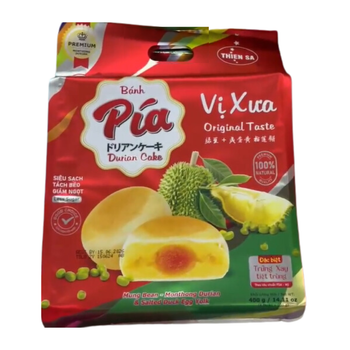 Thien Sa Pia Cake (Mung Bean - Durian - Salted Duck Egg Yolk) 14 oz - A&E Foodstore