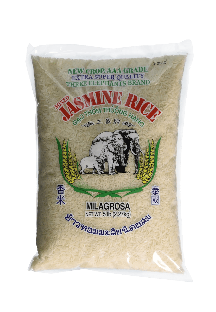 Three Elephants Thai Jasmine Rice 5lb - A&E Foodstore