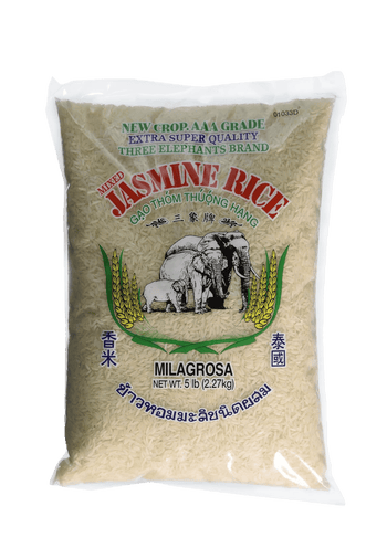 Three Elephants Thai Jasmine Rice 5lb - A&E Foodstore