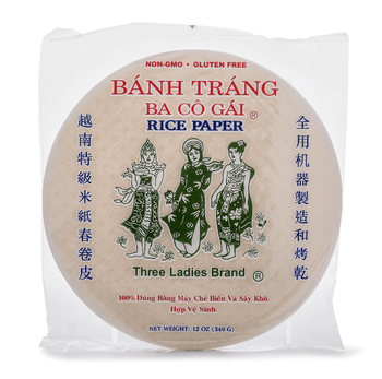 Three Ladies Brand Rice Paper 25cm 12 oz For Spring Rolls - A&E Foodstore
