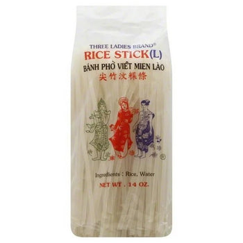 Three Ladies (L) Rice Stick Banh Pho Viet Mien Lao 14 oz - A&E Foodstore