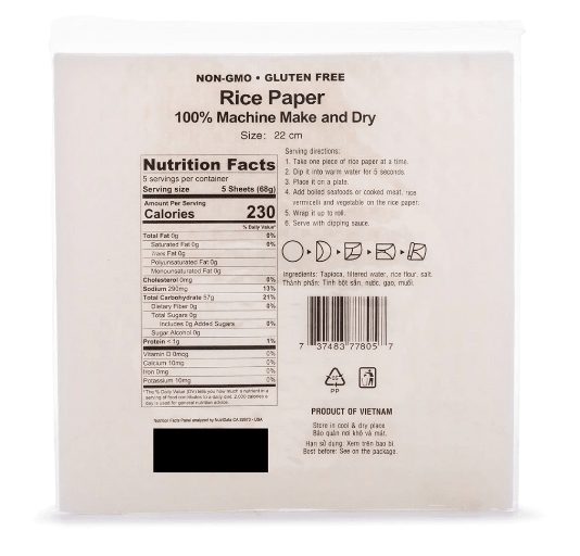 [THREE LADIES] Machine Square Rice Paper 22cm - 12 oz - A&E Foodstore