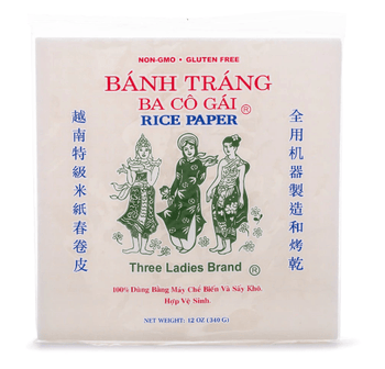 [THREE LADIES] Machine Square Rice Paper 22cm - 12 oz - A&E Foodstore
