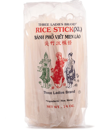 Three Ladies (XL) Rice Stick Banh Pho Viet Mien Lao 14 oz - A&E Foodstore