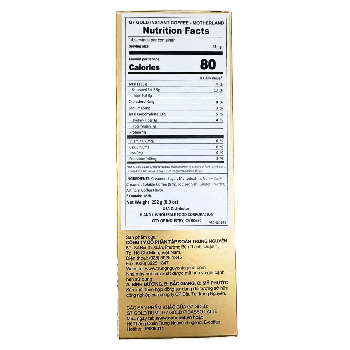 Trung Nguyen G7 Gold Motherland 8.9oz - A&E Foodstore