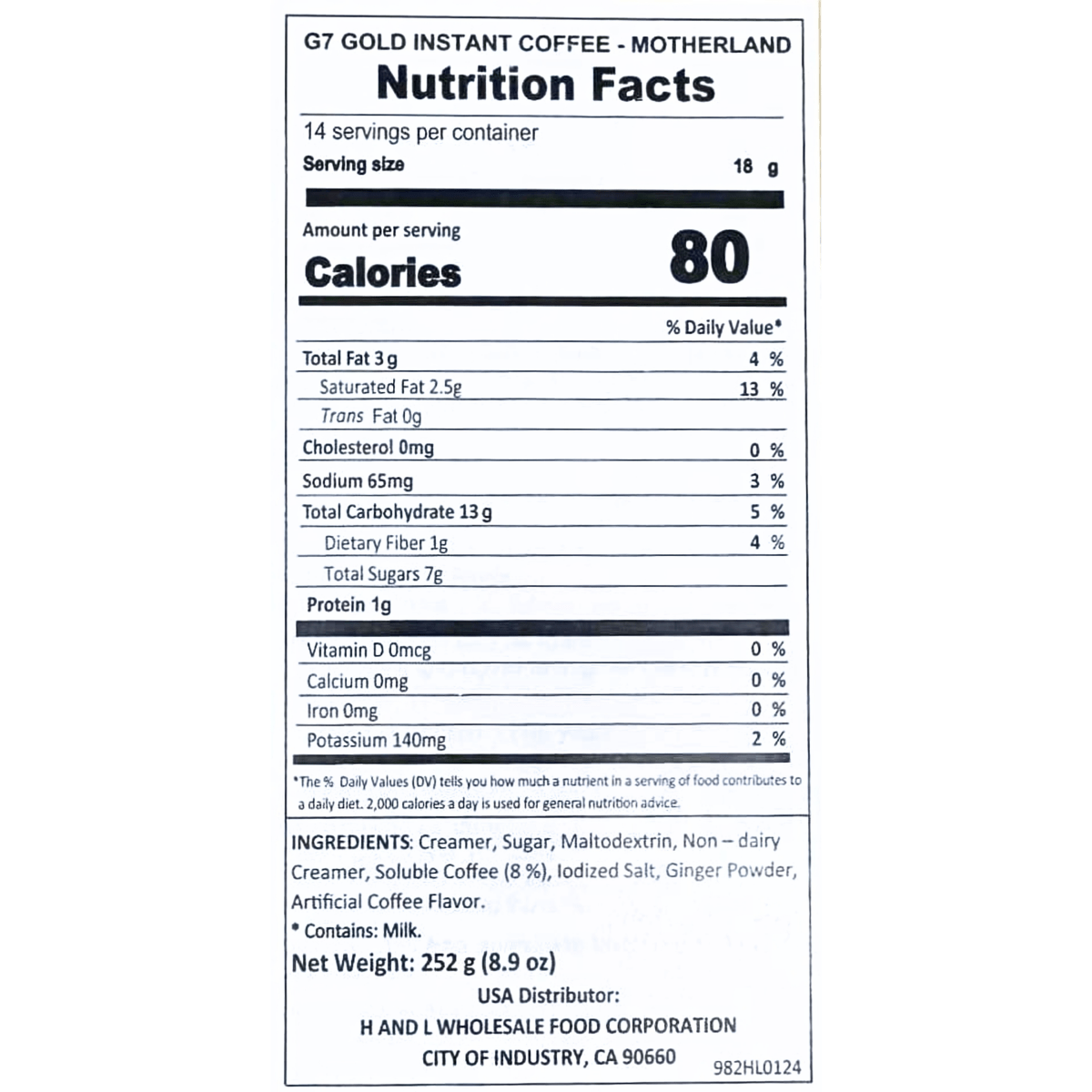 Trung Nguyen G7 Gold Motherland 8.9oz - A&E Foodstore