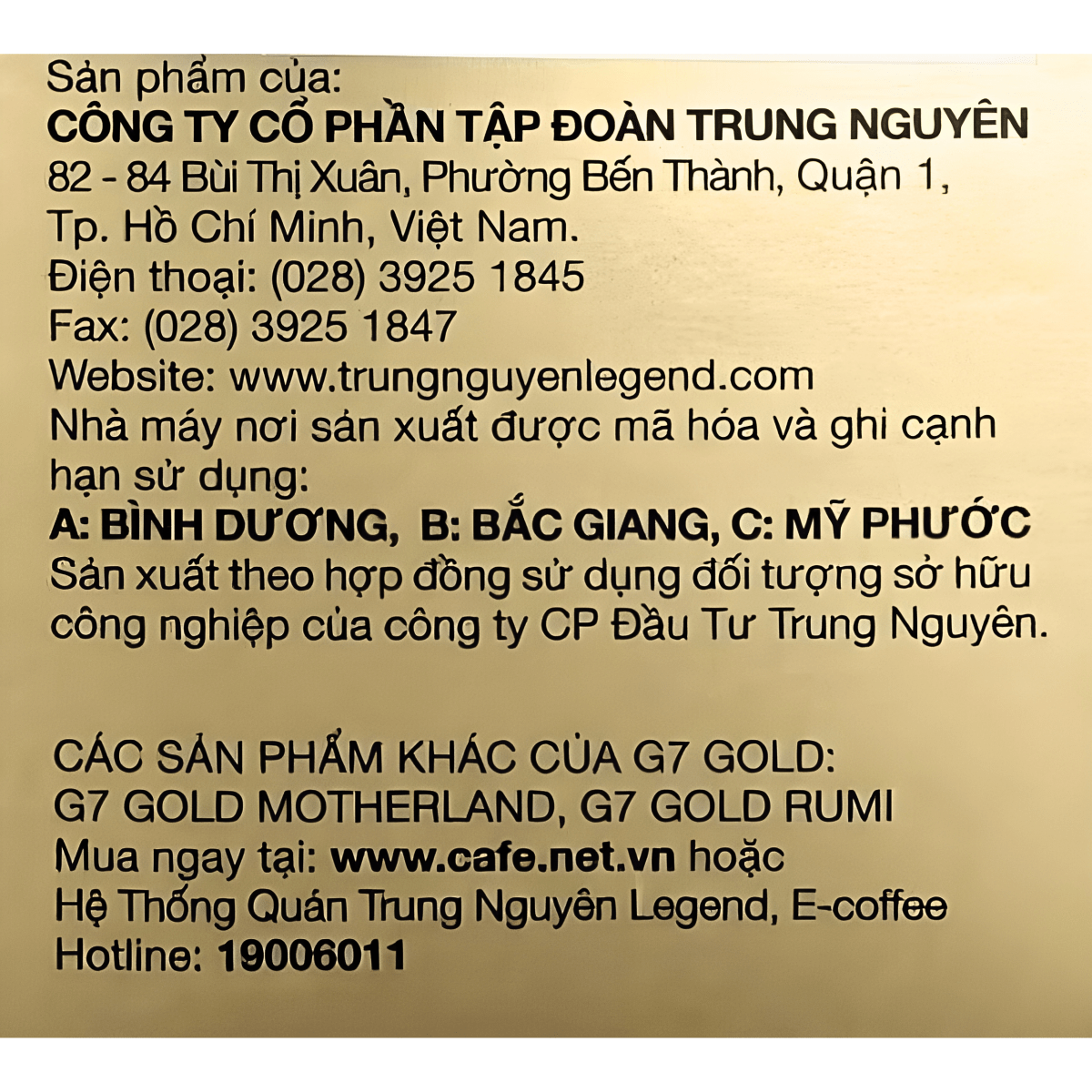Trung Nguyen G7 Gold Picasso Latte 8.9oz - A&E Foodstore