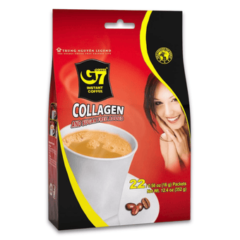 Trung Nguyen G7 Collagen Coffee - Sugar Free Vietnamese Instant Coffee Mix with Collagen, 352g Sachet Pack